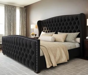 Black tuffed headboard