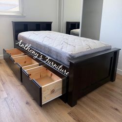 New Twin Bed With Drawers And Mattress 