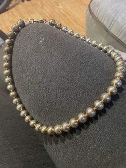 925 Marked Silver Ball Bead Necklace And Bracelet