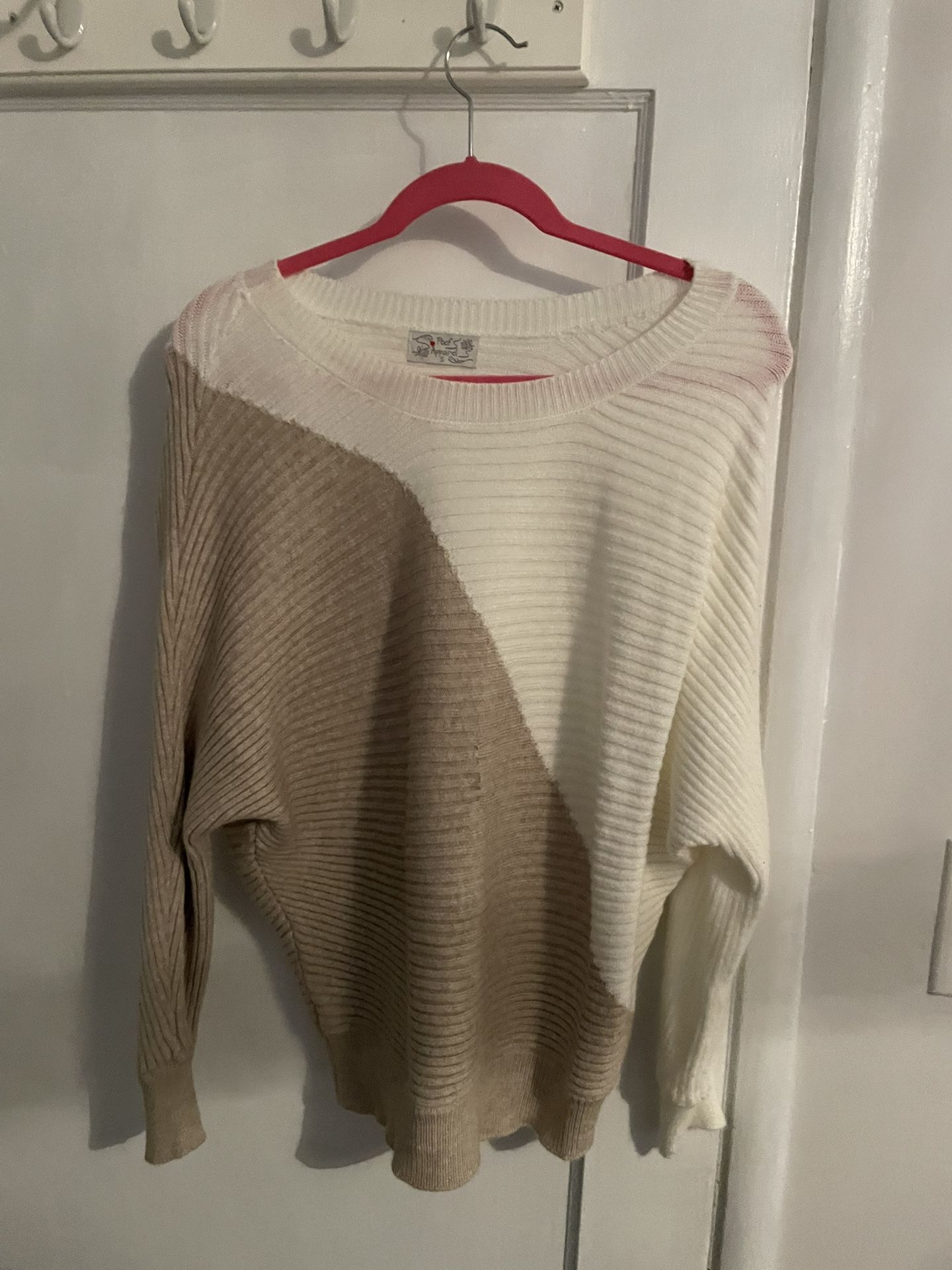 Half White Half Tan Sweater Size M