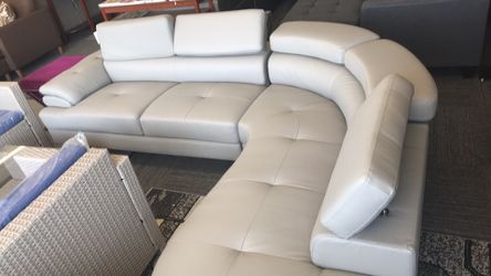 Leather curved sectional