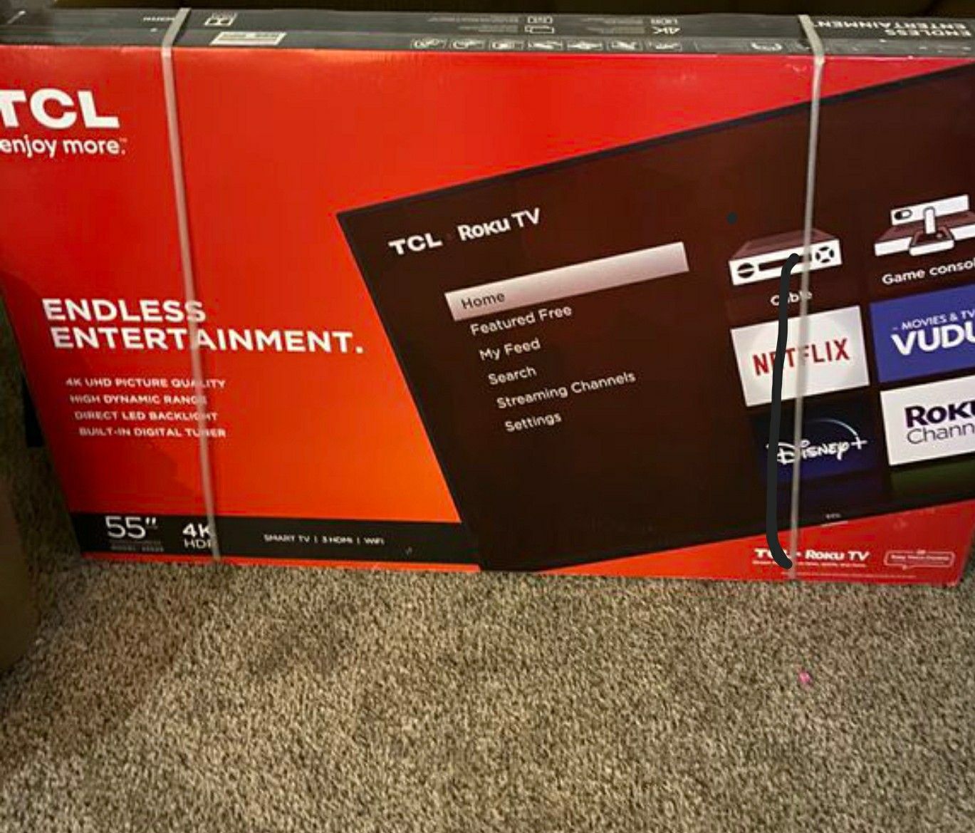 Roku tv ....Tcl 55 inch 4k ultra smart led tv .... new in box and sealed
