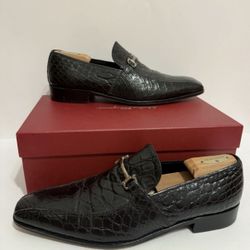 $2,200 RARE Ferragamo’s Genuine Alligator Loafers Black 11.5 EE Made in Italy