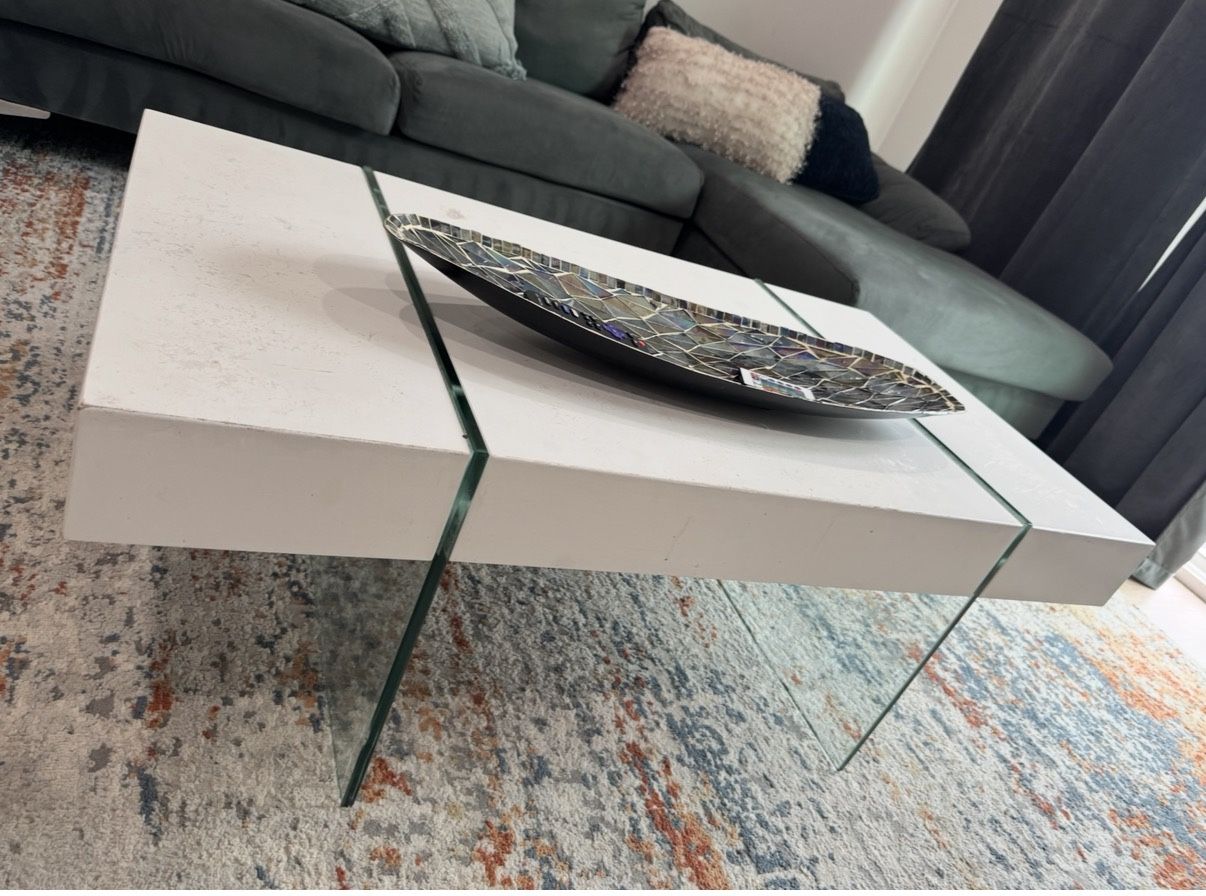 White Glass Coffee Table 
