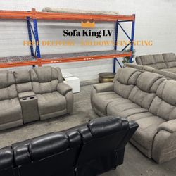 Free Delivery* Like New Light Gray Luxury Microfiber Sofa Set with Recliners! 