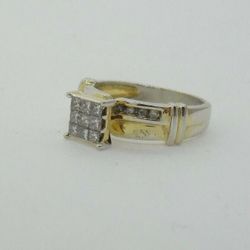 14k White Gold .25ct Princess Diamond Invisible Set Engagement Ring #32249