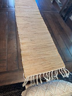 Natural Woven Jute Table Runner with Fringe