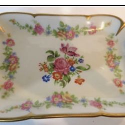 Rare Tray Sandwich Trinket Fine Concorde China Vtg White Floral Design Gold Gilding