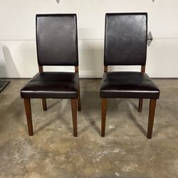 2 Brown Leather Chairs
