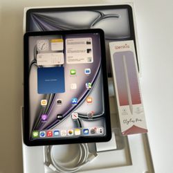 Apple IPad Air 11” ( M2 chip / 2024 Model) 128GB  with pen, keyboard case & Accessories 