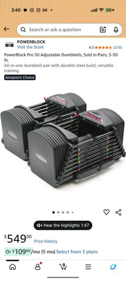 Powerblock stackable dumbbells 5-50lbs