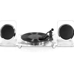 Victrola Victrola Modern Acrylic 2-Speed Bluetooth Turntable with 40-Watt Wireless Speakers, Clear