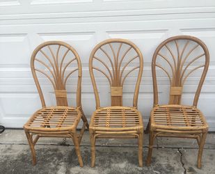 Set of (3) bamboo kitchen chairs Thumbnail