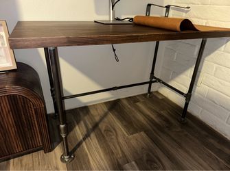 Solid Wood Industrial Pipe Desk - Hand Stained & Sealed
