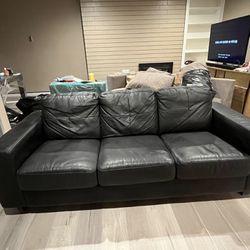 Comfortable Black Leather Couch