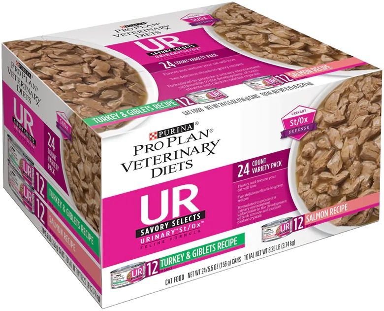Purina Pro Plan UR Urinary St/Ox Savory Selects Cat Food Variety Pack (24 Cans) Turkey & Salmon 