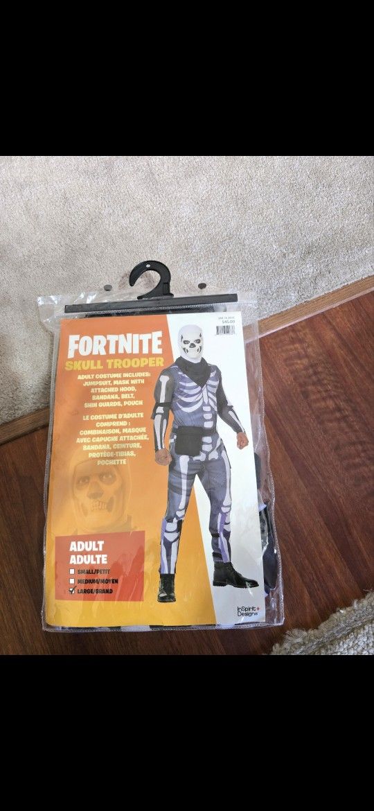 FORTNITE SKULL TROOPER COSTUME HALLOWEEN π LARGE NEW