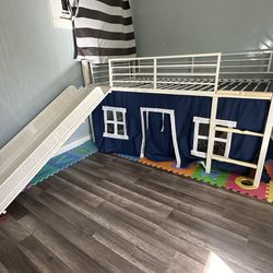 Loft Bed With Slide - Includes FREE Tent Curtains