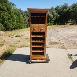 Oak Wine/Glass Rack With Drawers 