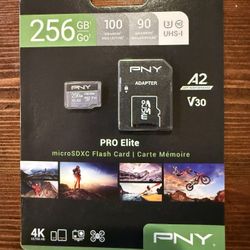 PNY  USB Adapter + 256 GB Pro Elite Micro SD XC V 30 Flash Card