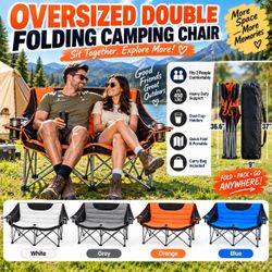 Oversized Double Folding Camping Chair , Black & White