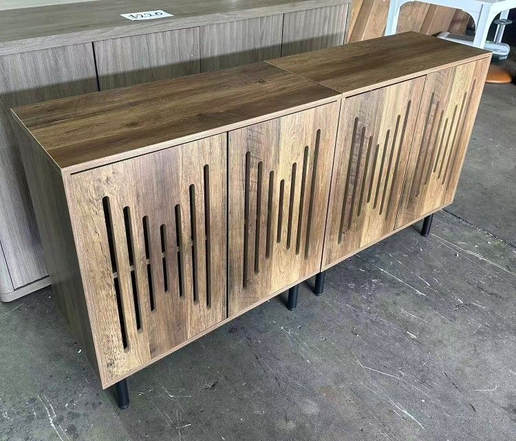 New assembled Sideboard Buffet with Storage, 59" Buffet Sideboard Cabinet with Adjustable Shelves, Accent Storage Cabinet for Living Room, Rustic Brow