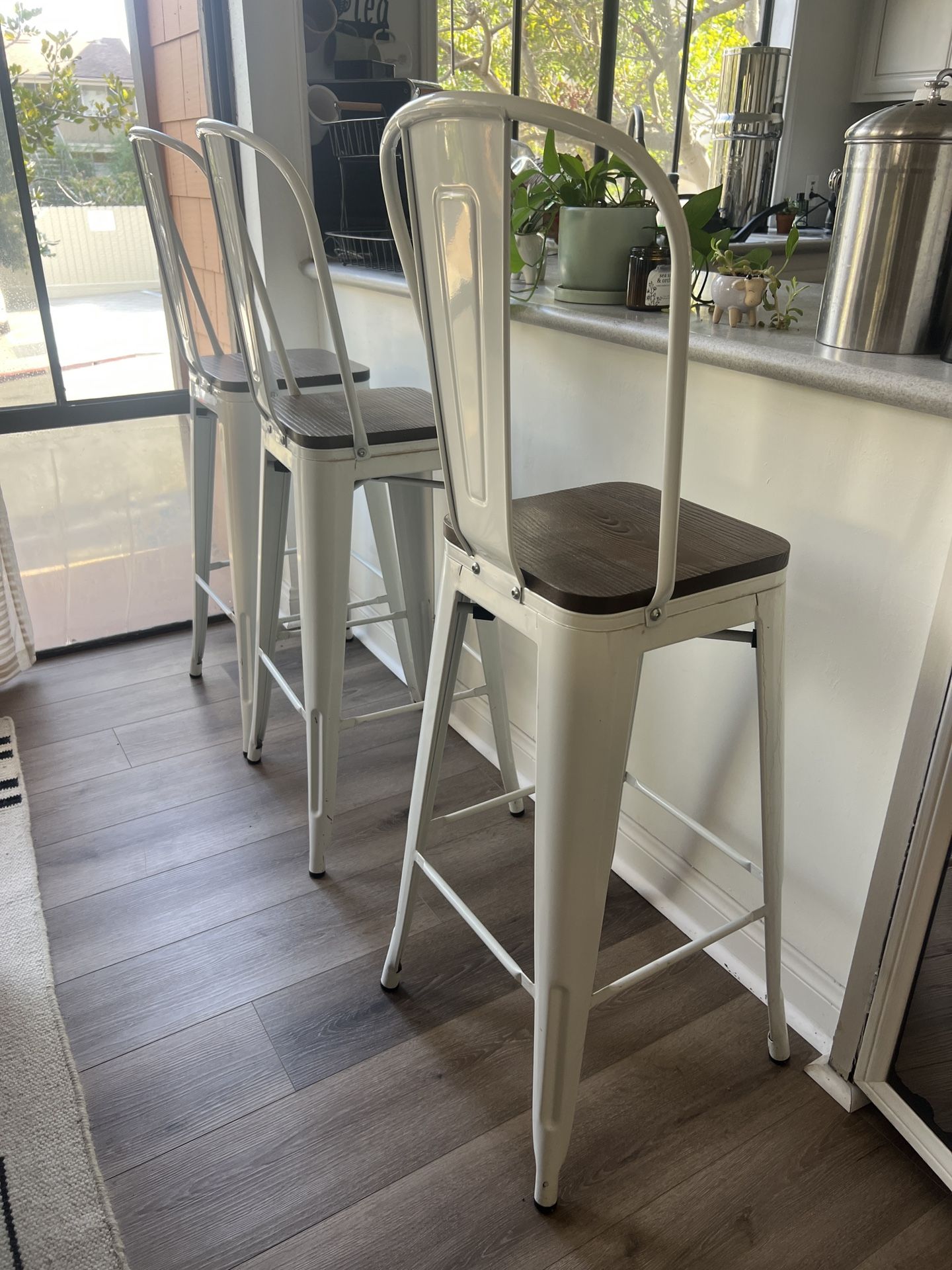 Metal Bar Counter-Height Farmhouse Stools Set Of 3