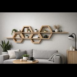 Modern honeycomb wall shelf