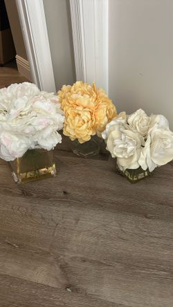 Table Decor Flowers Glass Vase Set Of 3 Roses