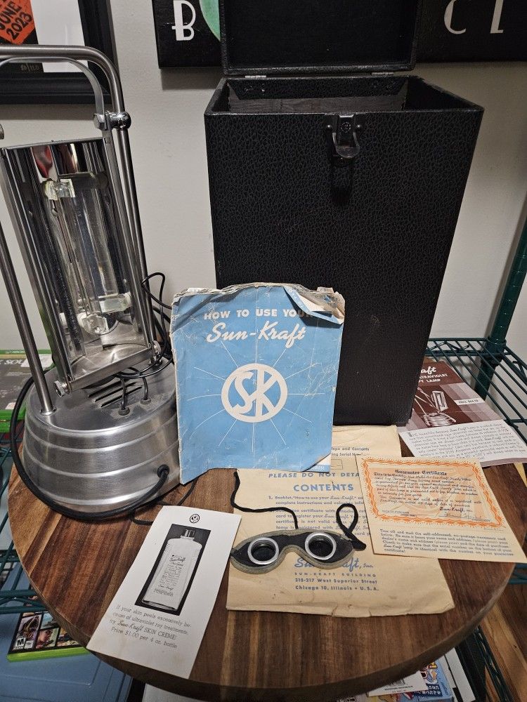 ⚡ Museum Quality 1940s Sun-Kraft A-1 UV Therapy Lamp — Complete, Working, Rare Baby Goggles — $500 OBO