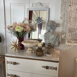 White Petite Antique Mirror 