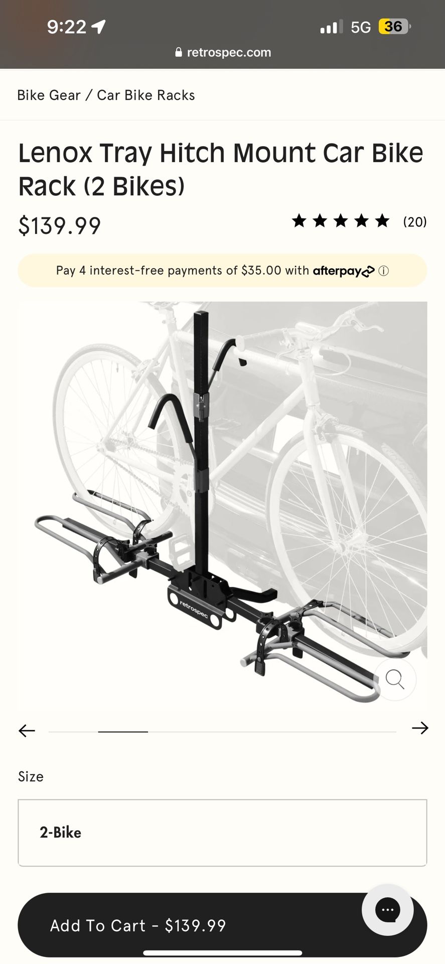 Lenox Tray Hitch Mount Car Bike Rack (2 Bikes) $139.99