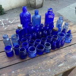 Lot of 40 cobalt blue bottles