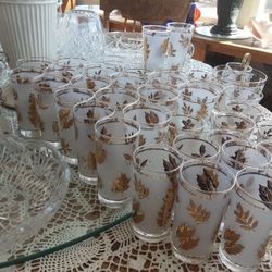 Glasses Vintage Gold Leaf (Real Gold) By Libbey