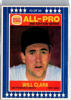 1989 Topps Burger King All-Pro Will Clark #3 of 20