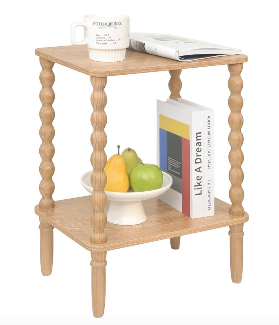 (940022) Small End Table, Couch Side Table with 2-Tier Storage Shelf, Wood Coffee Table for Bedroom, Living Room, Small Spaces (Rustic Walnut)