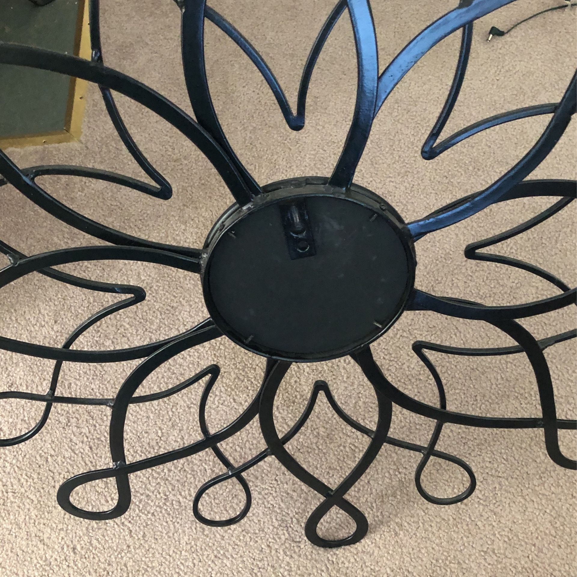 Black Metal Flower Motif Mirror