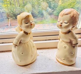 Vintage 1960 Christmas Kissing Angels Ceramic Set