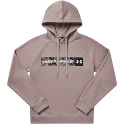 Under Armour Mens Rival Fleece Camo Logo Hoodie Mauve Taupe Small