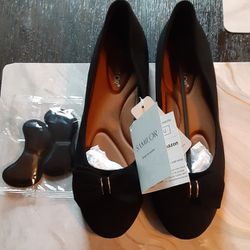 SAMILOR SIZE 9 BLACK FLAT With Bow Suade SHOES