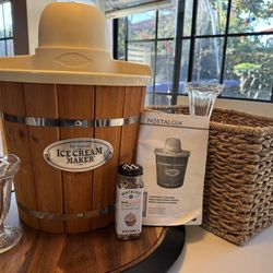 Brand NEW- Nostalgia Electrics wood bucket ice cream maker