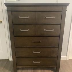 Dark Brown Wooden Dresser 5 Drawer Chest