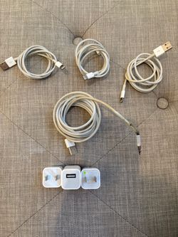 iPhone cables and wall plugs