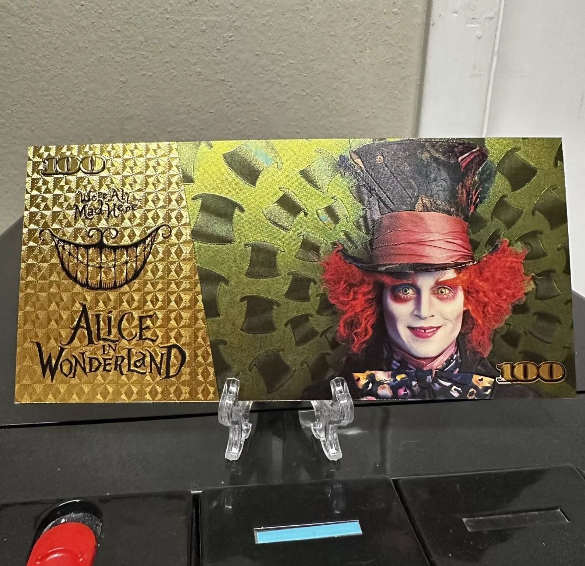 24k Gold Foil Plated Mad Hatter Alice In Wonderland Banknote Set Disney Collectible 