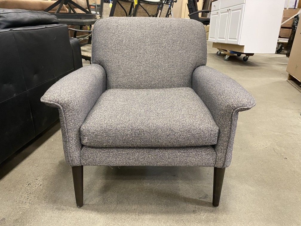 Dark Grey Tweed MCM Style Accent Chair
