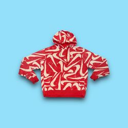 Nike Sportswear AOP Swoosh club Fleece Pullover Hoodie Red Men’s Medium 