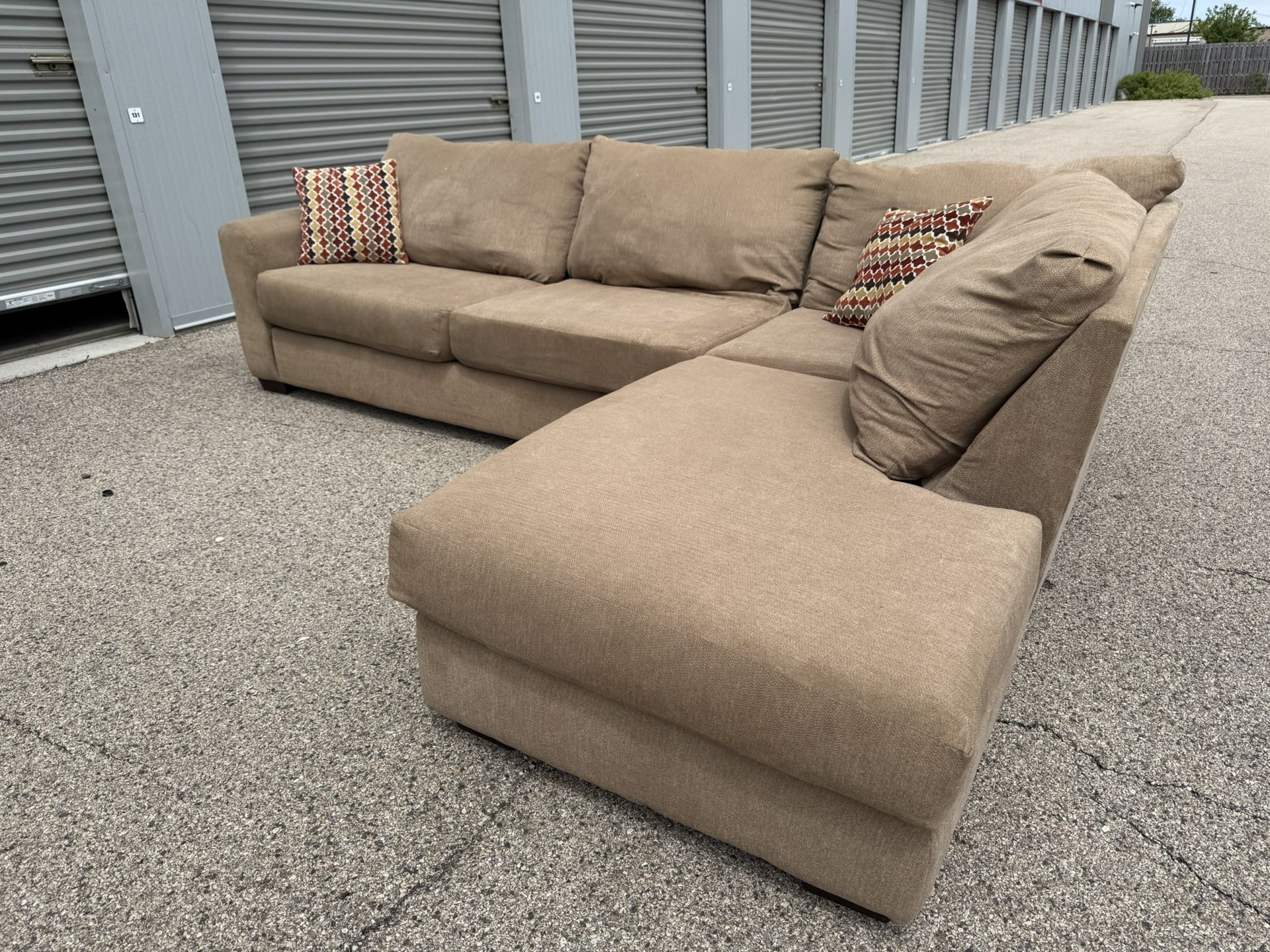 Two-Piece Brown / Beige Sectional Couch! ***Free CurbSide Delivery***