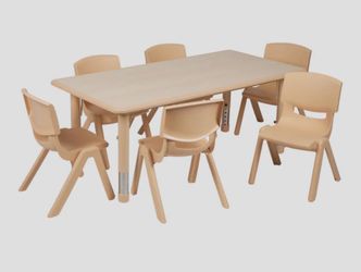 Child’s day care table with six chairs