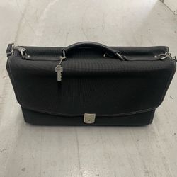 Black Nylon Briefcase with Shoulder Strap