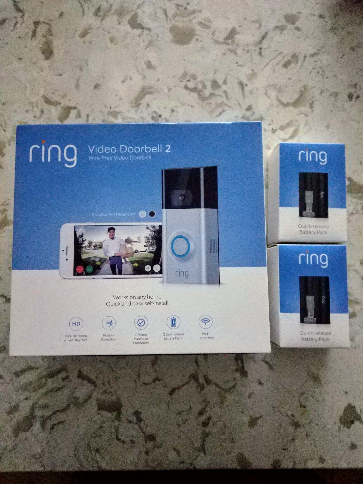 Ring video doorbell 2 with two battery packs